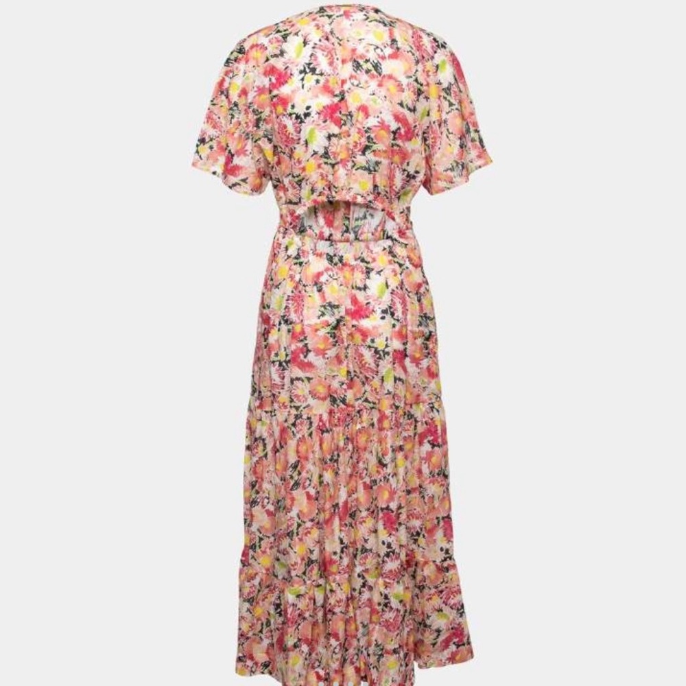 Stella McCartney Pink and Green Pleated Tie Front Midi Sundress